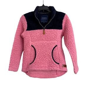 Simply Southern Pink Navy Blue Sherpa Pullover Sweatshirt Size Youth Small
